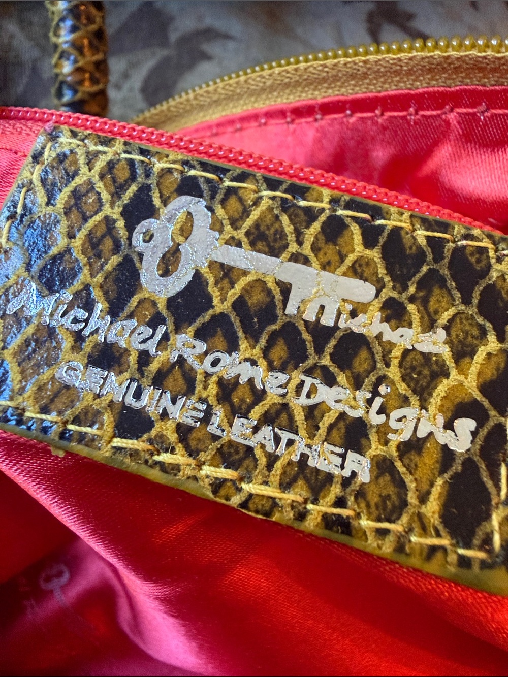 Michael Rome Yellow Python-Print Structured Shoulder Bag -NWT - Picture 3 of 13